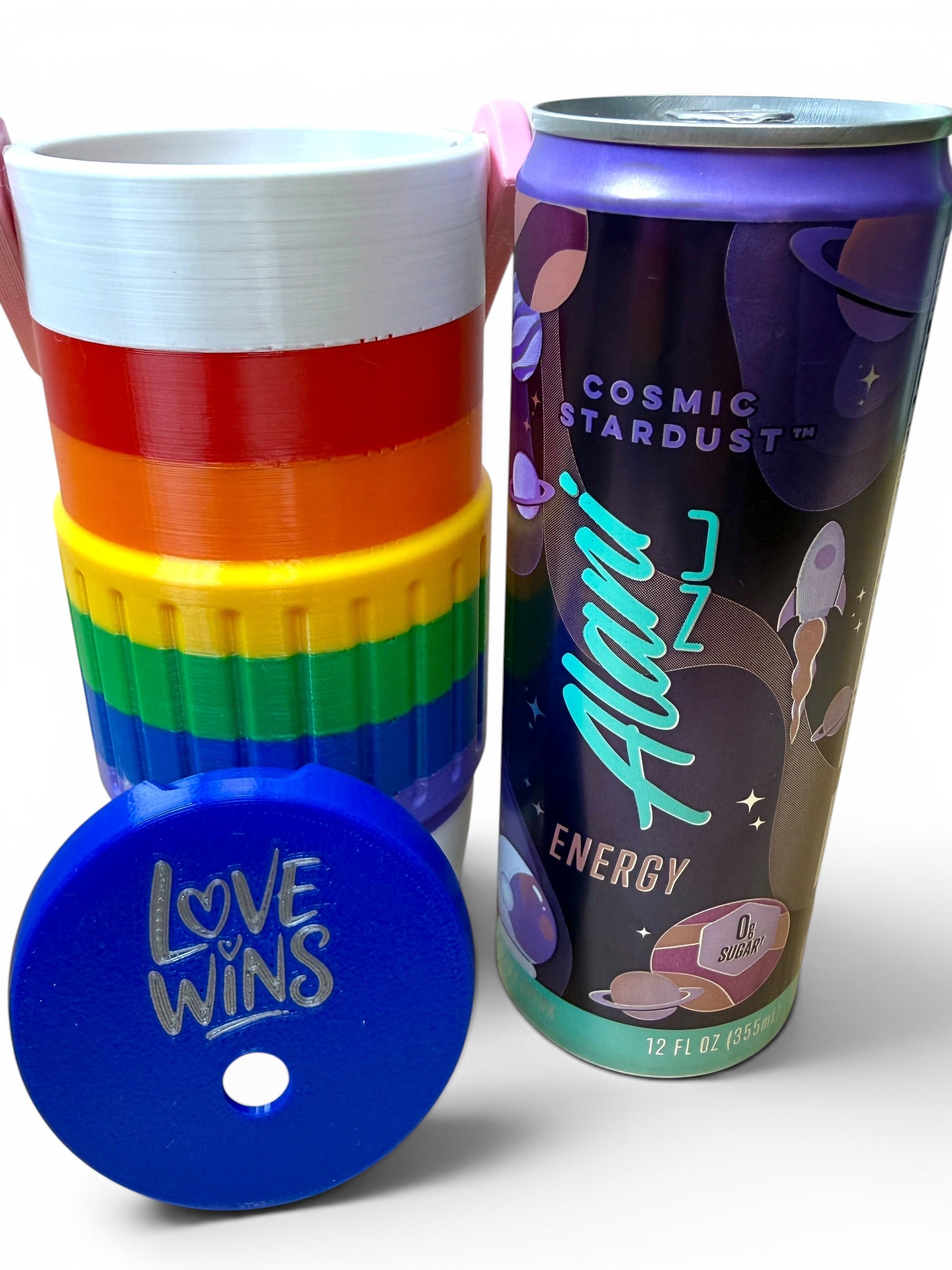 3D Printed Can Koozie in PRIDE Flag Colors
