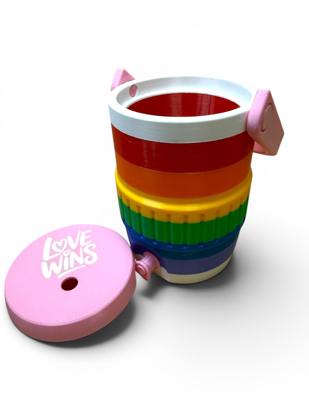 3D Printed Can Koozie in PRIDE Flag Colors